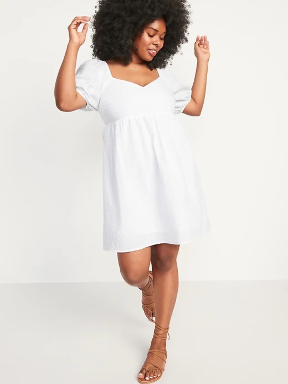 White Puff Sleeve Mini Dress - Women